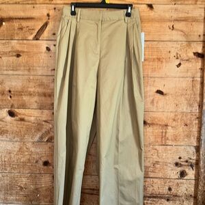 NWT Good American 90’s High Rise Pleated Khaki Stretch Trousers